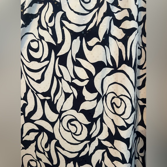 MSK Navy & White Floral spring Dress Sleeveless Ruffle Hem Size Large NWT - Picture 5 of 11